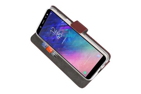 Booktype Telefoonhoesjes - Bookcase Hoesje - Wallet Case -  Geschikt voor Samsung Galaxy A6 (2018) - Bruin