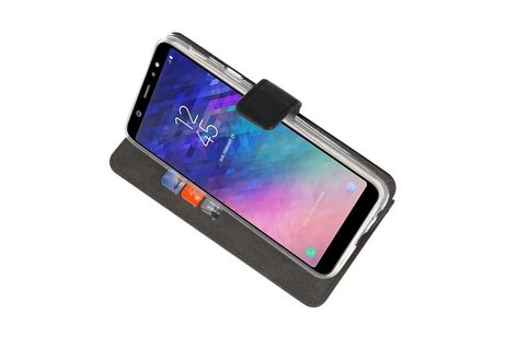 Booktype Telefoonhoesjes - Bookcase Hoesje - Wallet Case -  Geschikt voor Samsung Galaxy A6 Plus (2018) - Zwart