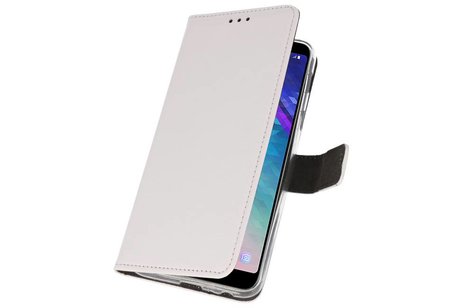 BAOHU Booktype Telefoonhoesjes - Bookcase Hoesje - Wallet Case -  Geschikt voor Samsung Galaxy A6 Plus (2018) - Wit