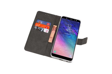 BAOHU Booktype Telefoonhoesjes - Bookcase Hoesje - Wallet Case -  Geschikt voor Samsung Galaxy A6 Plus (2018) - Wit