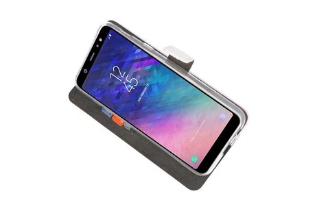 BAOHU Booktype Telefoonhoesjes - Bookcase Hoesje - Wallet Case -  Geschikt voor Samsung Galaxy A6 Plus (2018) - Wit