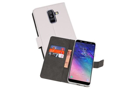 BAOHU Booktype Telefoonhoesjes - Bookcase Hoesje - Wallet Case -  Geschikt voor Samsung Galaxy A6 Plus (2018) - Wit