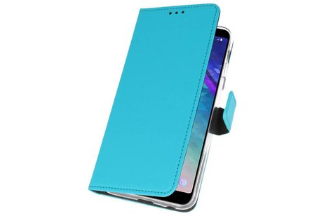 Booktype Telefoonhoesjes - Bookcase Hoesje - Wallet Case -  Geschikt voor Samsung Galaxy A6 Plus (2018) - Blauw