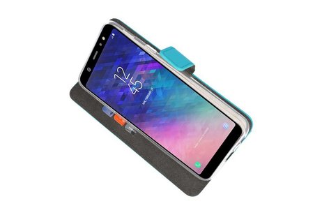 BAOHU Booktype Telefoonhoesjes - Bookcase Hoesje - Wallet Case -  Geschikt voor Samsung Galaxy A6 Plus (2018) - Blauw