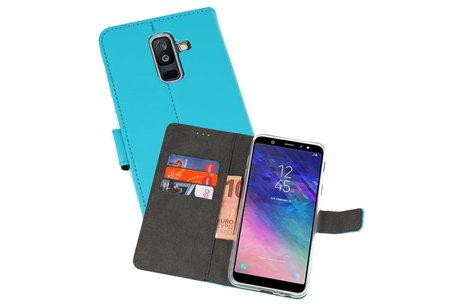 Booktype Telefoonhoesjes - Bookcase Hoesje - Wallet Case -  Geschikt voor Samsung Galaxy A6 Plus (2018) - Blauw