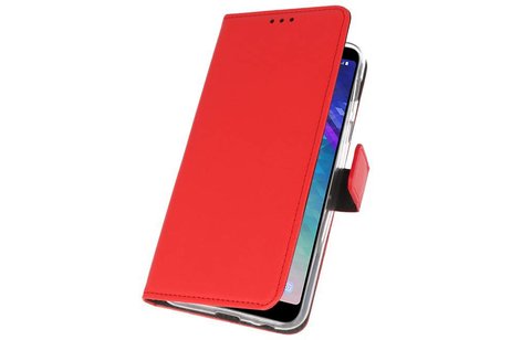 BAOHU Booktype Telefoonhoesjes - Bookcase Hoesje - Wallet Case -  Geschikt voor Samsung Galaxy A6 Plus (2018) - Rood