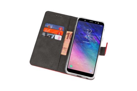 Booktype Telefoonhoesjes - Bookcase Hoesje - Wallet Case -  Geschikt voor Samsung Galaxy A6 Plus (2018) - Rood