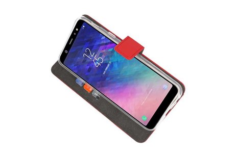 BAOHU Booktype Telefoonhoesjes - Bookcase Hoesje - Wallet Case -  Geschikt voor Samsung Galaxy A6 Plus (2018) - Rood