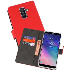 BAOHU Booktype Telefoonhoesjes - Bookcase Hoesje - Wallet Case -  Geschikt voor Samsung Galaxy A6 Plus (2018) - Rood