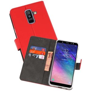 Booktype Telefoonhoesjes - Bookcase Hoesje - Wallet Case -  Geschikt voor Samsung Galaxy A6 Plus (2018) - Rood