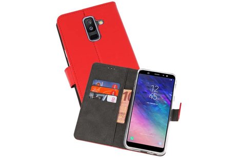 Booktype Telefoonhoesjes - Bookcase Hoesje - Wallet Case -  Geschikt voor Samsung Galaxy A6 Plus (2018) - Rood