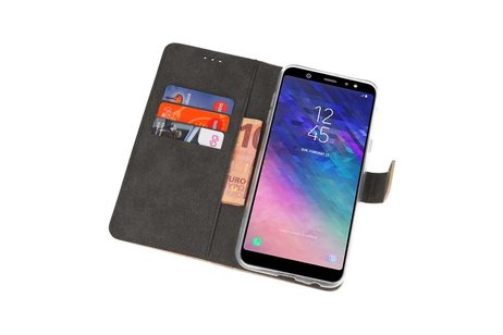 Booktype Telefoonhoesjes - Bookcase Hoesje - Wallet Case -  Geschikt voor Samsung Galaxy A6 Plus (2018) - Goud