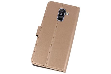 Booktype Telefoonhoesjes - Bookcase Hoesje - Wallet Case -  Geschikt voor Samsung Galaxy A6 Plus (2018) - Goud