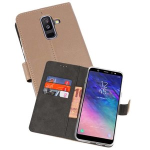 Booktype Telefoonhoesjes - Bookcase Hoesje - Wallet Case -  Geschikt voor Samsung Galaxy A6 Plus (2018) - Goud