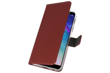 Booktype Telefoonhoesjes - Bookcase Hoesje - Wallet Case -  Geschikt voor Samsung Galaxy A6 Plus (2018) - Bruin