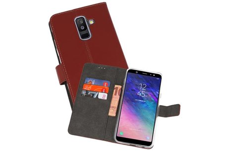 Booktype Telefoonhoesjes - Bookcase Hoesje - Wallet Case -  Geschikt voor Samsung Galaxy A6 Plus (2018) - Bruin