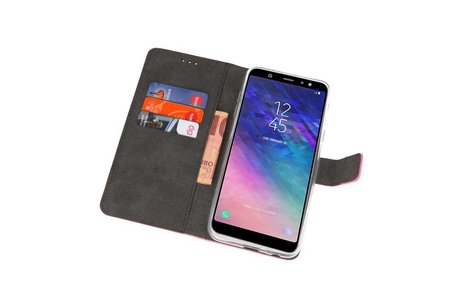 Booktype Telefoonhoesjes - Bookcase Hoesje - Wallet Case -  Geschikt voor Samsung Galaxy A6 Plus (2018) - Roze