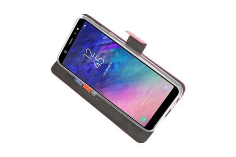 BAOHU Booktype Telefoonhoesjes - Bookcase Hoesje - Wallet Case -  Geschikt voor Samsung Galaxy A6 Plus (2018) - Roze