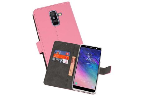 BAOHU Booktype Telefoonhoesjes - Bookcase Hoesje - Wallet Case -  Geschikt voor Samsung Galaxy A6 Plus (2018) - Roze