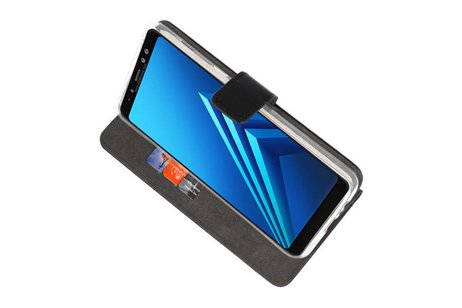 Booktype Telefoonhoesjes - Bookcase Hoesje - Wallet Case -  Geschikt voor Galaxy A8 Plus 2018 - Zwart