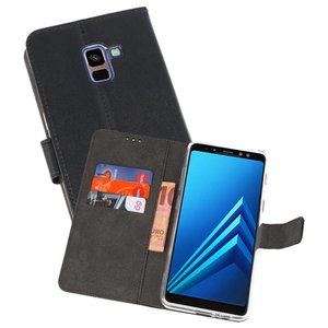 Booktype Telefoonhoesjes - Bookcase Hoesje - Wallet Case -  Geschikt voor Galaxy A8 Plus 2018 - Zwart