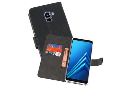 Booktype Telefoonhoesjes - Bookcase Hoesje - Wallet Case -  Geschikt voor Galaxy A8 Plus 2018 - Zwart