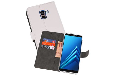 Booktype Telefoonhoesjes - Bookcase Hoesje - Wallet Case -  Geschikt voor Galaxy A8 Plus 2018 - Wit