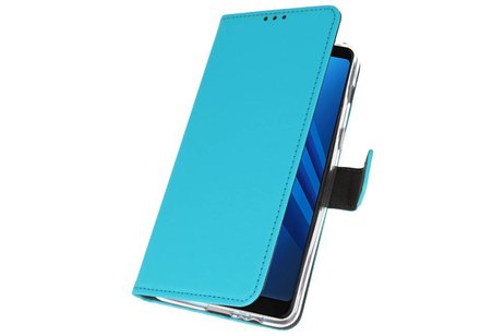 Booktype Telefoonhoesjes - Bookcase Hoesje - Wallet Case -  Geschikt voor Galaxy A8 Plus 2018 - Blauw