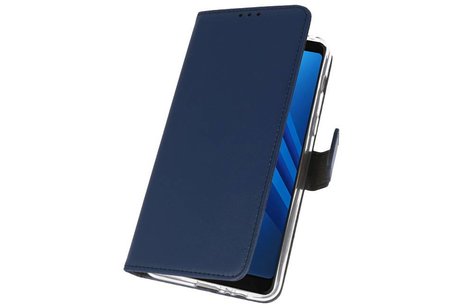 BAOHU Booktype Telefoonhoesjes - Bookcase Hoesje - Wallet Case -  Geschikt voor Galaxy A8 Plus 2018 - Navy