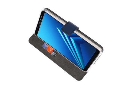 BAOHU Booktype Telefoonhoesjes - Bookcase Hoesje - Wallet Case -  Geschikt voor Galaxy A8 Plus 2018 - Navy