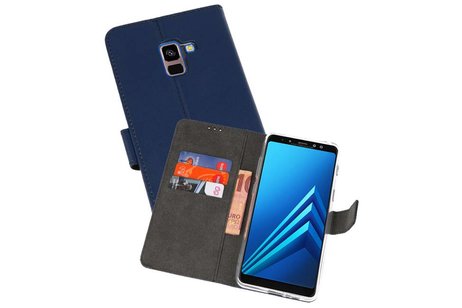 BAOHU Booktype Telefoonhoesjes - Bookcase Hoesje - Wallet Case -  Geschikt voor Galaxy A8 Plus 2018 - Navy