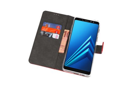 Booktype Telefoonhoesjes - Bookcase Hoesje - Wallet Case -  Geschikt voor Galaxy A8 Plus 2018 - Rood