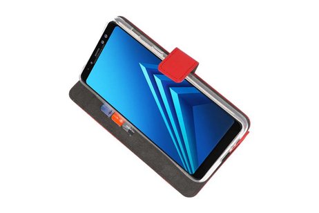 Booktype Telefoonhoesjes - Bookcase Hoesje - Wallet Case -  Geschikt voor Galaxy A8 Plus 2018 - Rood