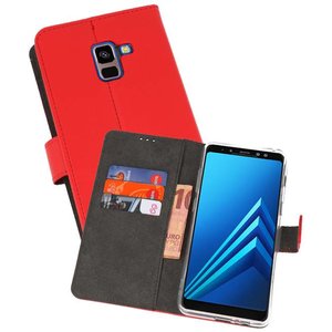 Booktype Telefoonhoesjes - Bookcase Hoesje - Wallet Case -  Geschikt voor Galaxy A8 Plus 2018 - Rood