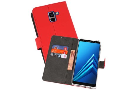 Booktype Telefoonhoesjes - Bookcase Hoesje - Wallet Case -  Geschikt voor Galaxy A8 Plus 2018 - Rood