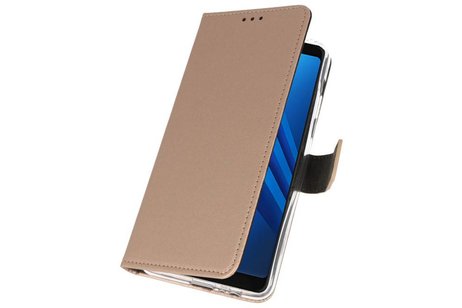 Booktype Telefoonhoesjes - Bookcase Hoesje - Wallet Case -  Geschikt voor Galaxy A8 Plus 2018 - Goud