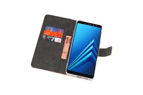 Booktype Telefoonhoesjes - Bookcase Hoesje - Wallet Case -  Geschikt voor Galaxy A8 Plus 2018 - Goud