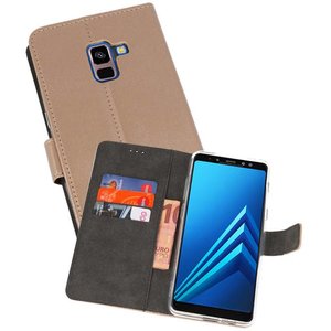 Booktype Telefoonhoesjes - Bookcase Hoesje - Wallet Case -  Geschikt voor Galaxy A8 Plus 2018 - Goud