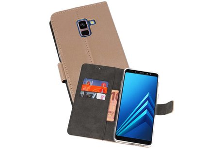 BAOHU Booktype Telefoonhoesjes - Bookcase Hoesje - Wallet Case -  Geschikt voor Galaxy A8 Plus 2018 - Goud