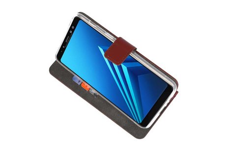 Booktype Telefoonhoesjes - Bookcase Hoesje - Wallet Case -  Geschikt voor Galaxy A8 Plus 2018 - Bruin