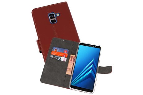 Booktype Telefoonhoesjes - Bookcase Hoesje - Wallet Case -  Geschikt voor Galaxy A8 Plus 2018 - Bruin