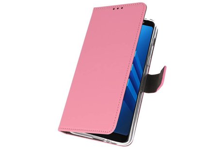 Booktype Telefoonhoesjes - Bookcase Hoesje - Wallet Case -  Geschikt voor Galaxy A8 Plus 2018 - Roze