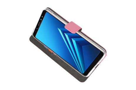 Booktype Telefoonhoesjes - Bookcase Hoesje - Wallet Case -  Geschikt voor Galaxy A8 Plus 2018 - Roze