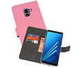 Booktype Telefoonhoesjes - Bookcase Hoesje - Wallet Case -  Geschikt voor Galaxy A8 Plus 2018 - Roze