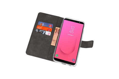 BAOHU Booktype Telefoonhoesjes - Bookcase Hoesje - Wallet Case -  Geschikt voor Samsung Galaxy J8 - Zwart