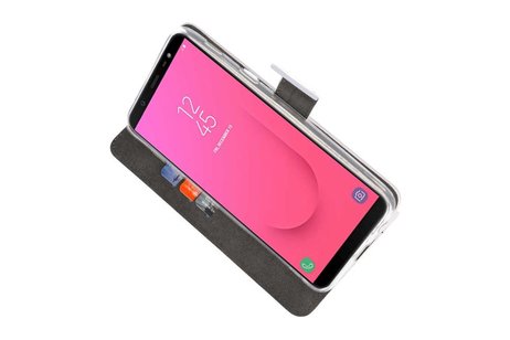 BAOHU Booktype Telefoonhoesjes - Bookcase Hoesje - Wallet Case -  Geschikt voor Samsung Galaxy J8 - Wit