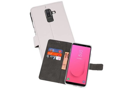 BAOHU Booktype Telefoonhoesjes - Bookcase Hoesje - Wallet Case -  Geschikt voor Samsung Galaxy J8 - Wit