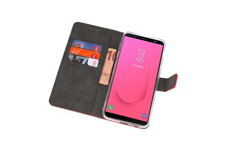 Booktype Telefoonhoesjes - Bookcase Hoesje - Wallet Case -  Geschikt voor Samsung Galaxy J8 - Rood