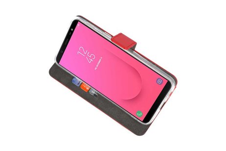 BAOHU Booktype Telefoonhoesjes - Bookcase Hoesje - Wallet Case -  Geschikt voor Samsung Galaxy J8 - Rood