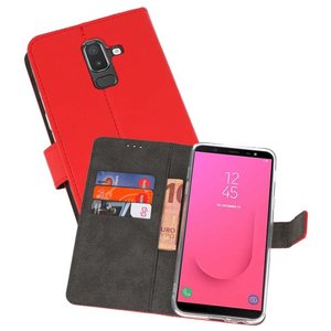 Booktype Telefoonhoesjes - Bookcase Hoesje - Wallet Case -  Geschikt voor Samsung Galaxy J8 - Rood